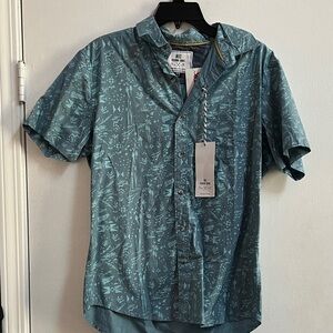 Casual Teal Patterned Button Down Shirt